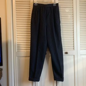 Liz Claiborne dark gray wool pants. Pleated, cuffed and lined. Size 10